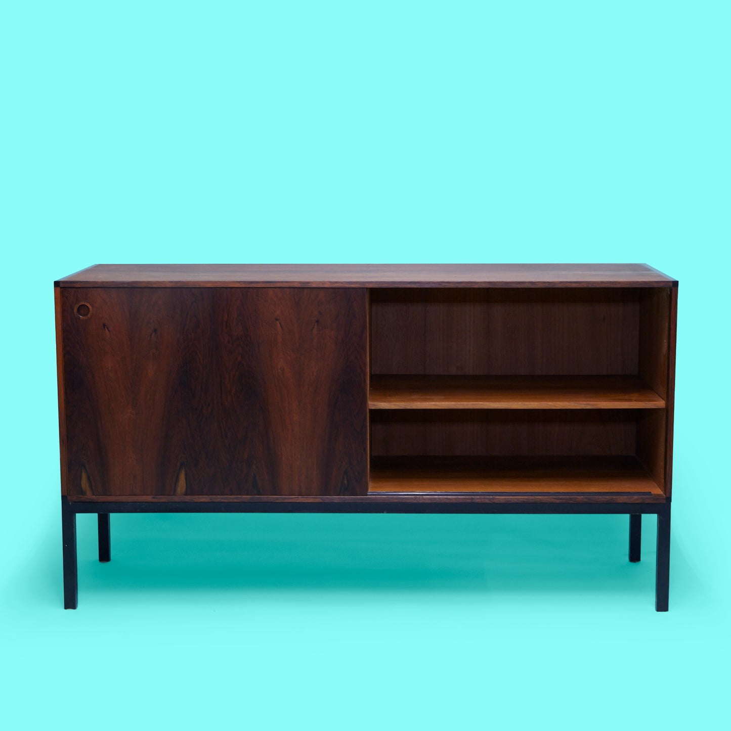 Midcentury Danish Modern Credenza or Cabinet in Rosewood with Black Legs