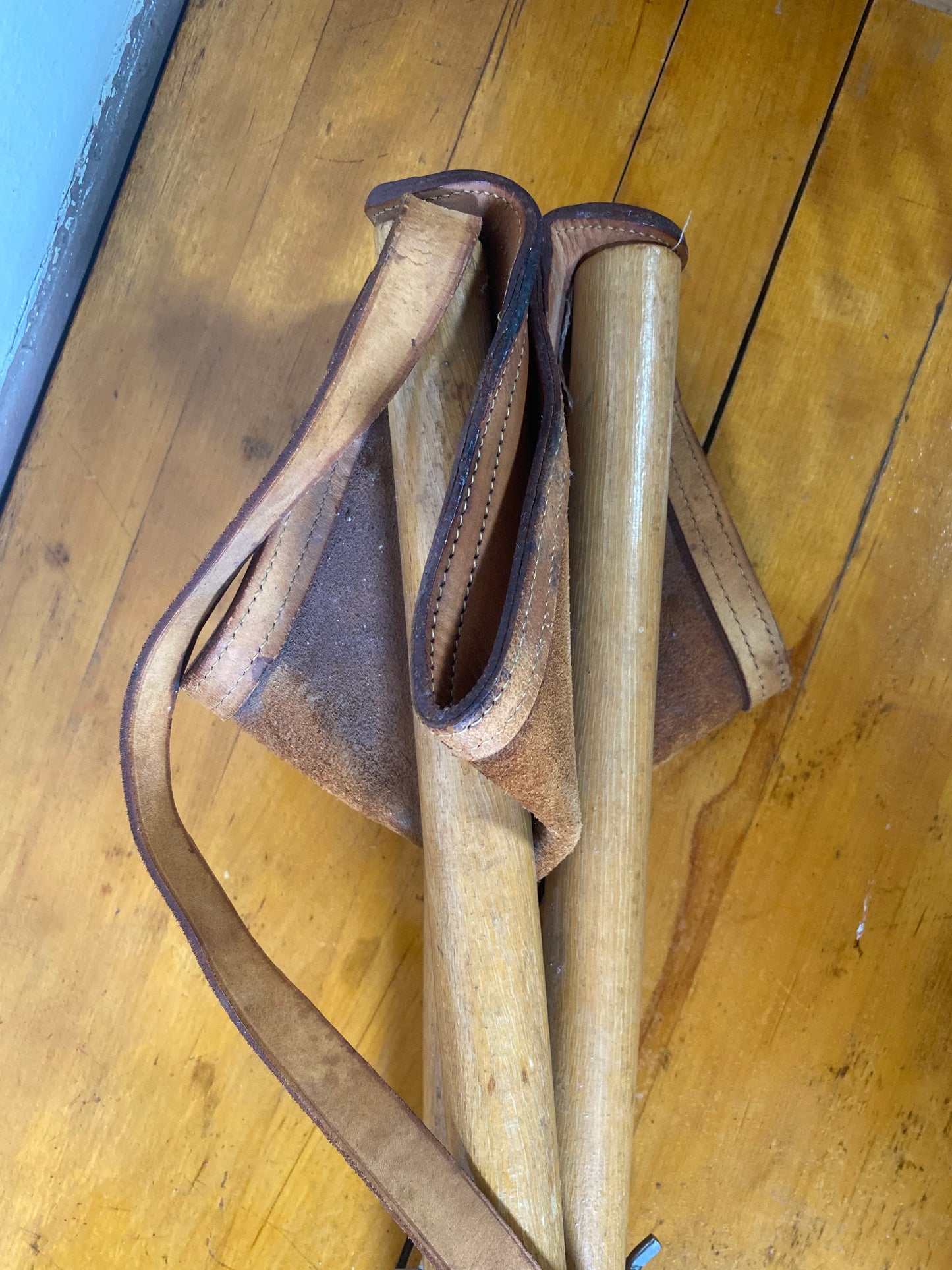 Danish Teak and Leather Folding Tripod Safari Stool
