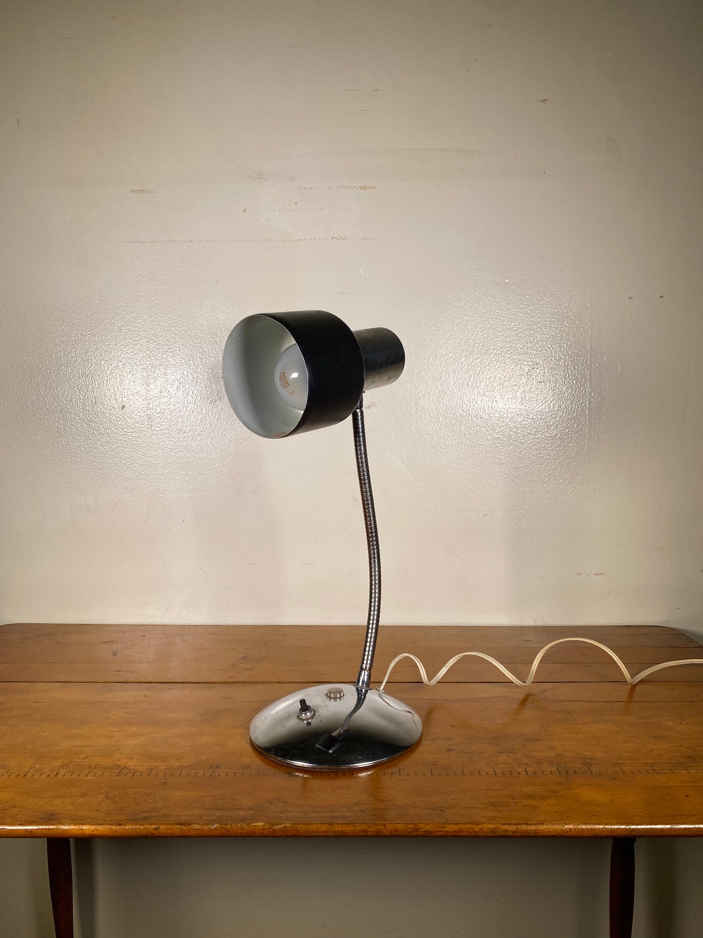 1960s Danish Style Black Metal Table Lamp