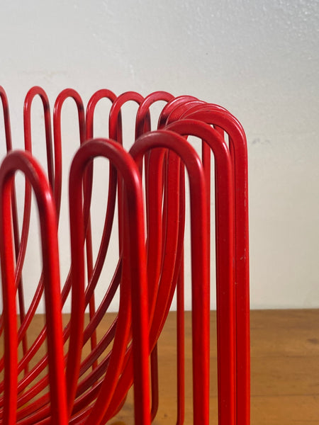 Vintage Ehlén Johansson for Ikea, series Trådig, red wire metal fruit bowl, fruit basket
