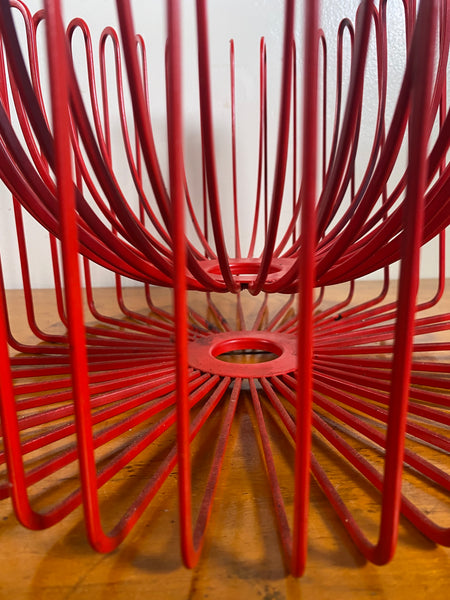 Vintage Ehlén Johansson for Ikea, series Trådig, red wire metal fruit bowl, fruit basket