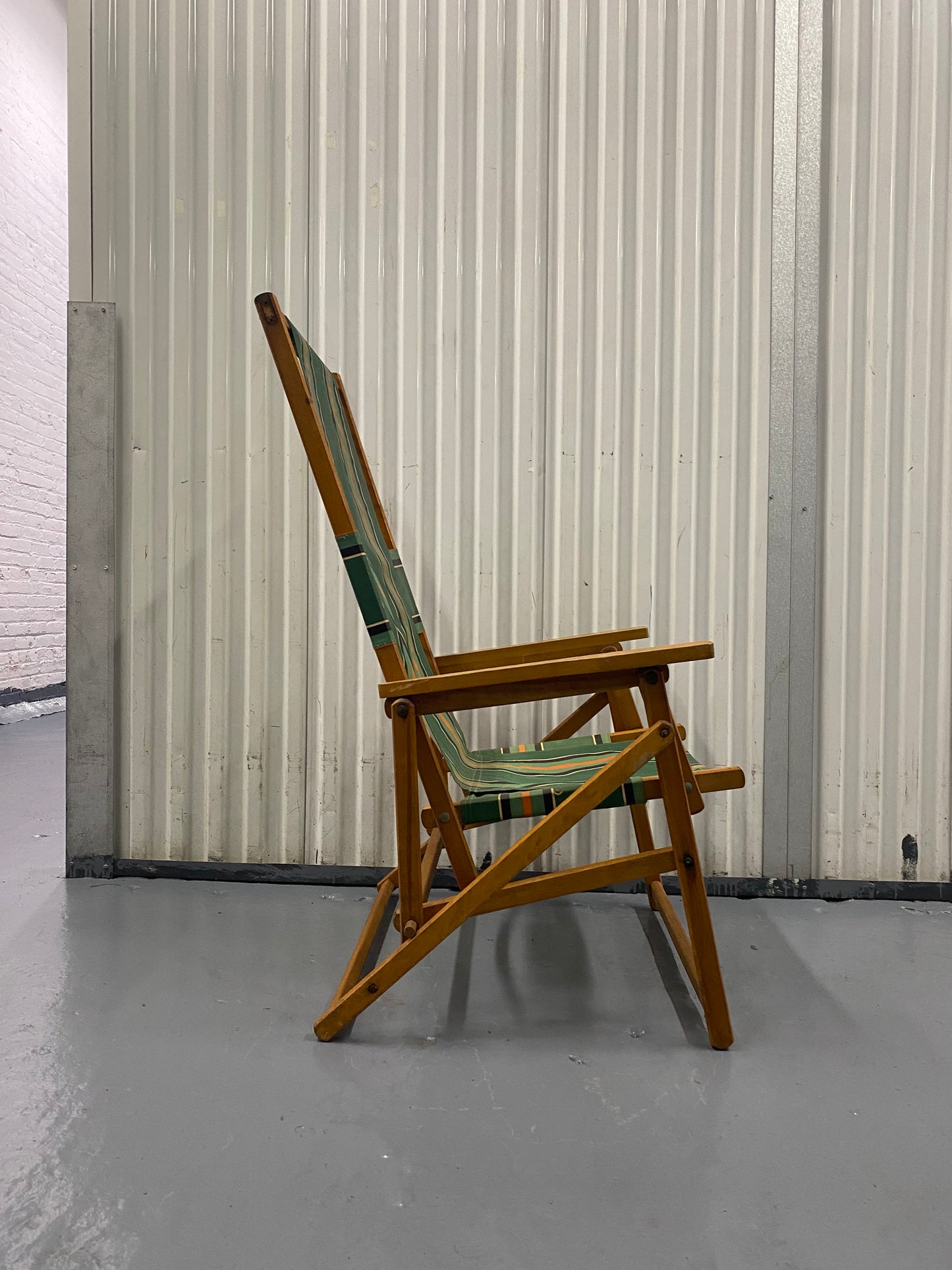 Vintage Striped Deck Folding Chair