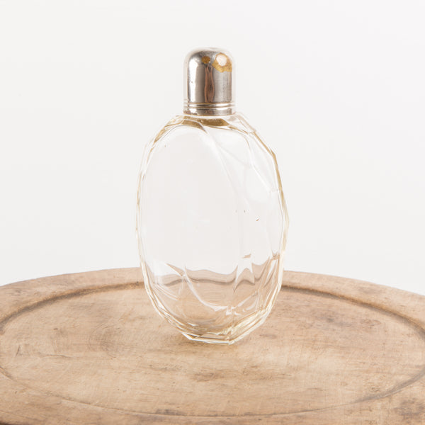 Glass flask, vintage 20s hip flask, art deco glass hip flask