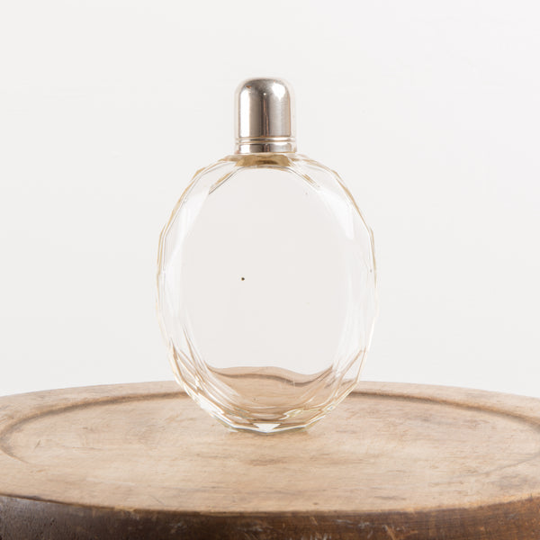Glass flask, vintage 20s hip flask, art deco glass hip flask