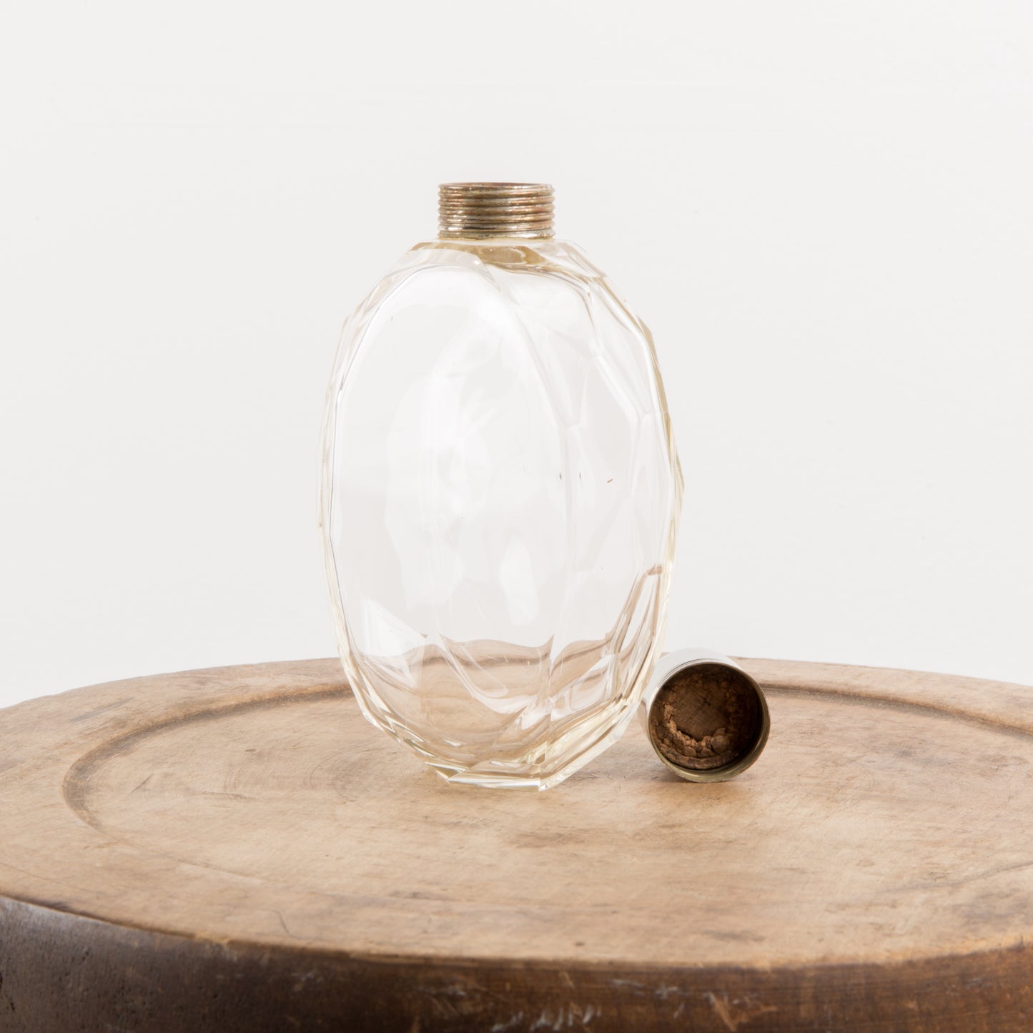 Glass flask, vintage 20s hip flask, art deco glass hip flask