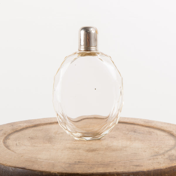 Glass flask, vintage 20s hip flask, art deco glass hip flask