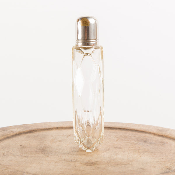 Glass flask, vintage 20s hip flask, art deco glass hip flask
