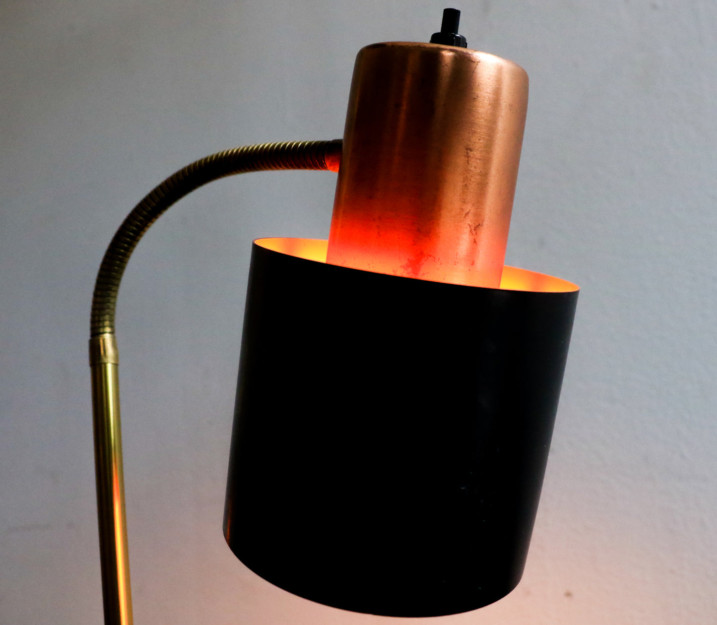 Mid Century Black Shade Copper Tail Desk lamp