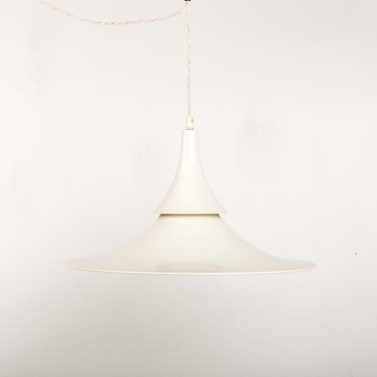 Danish White Fluted Pendant Lamp