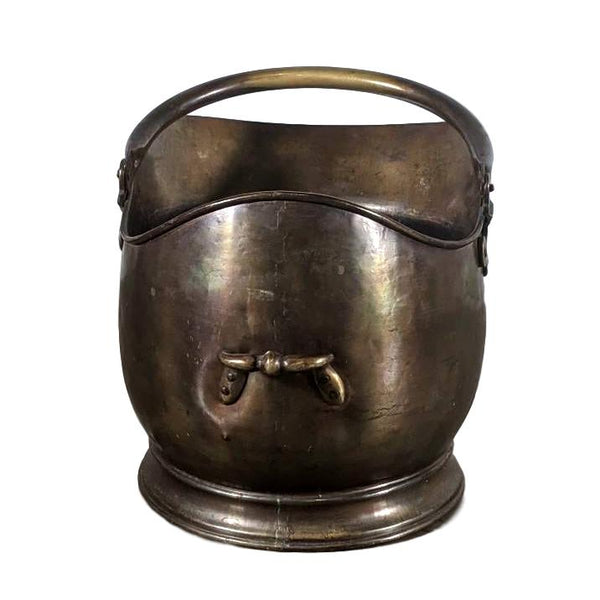 Large French Copper Helmet Coal Scuttle
