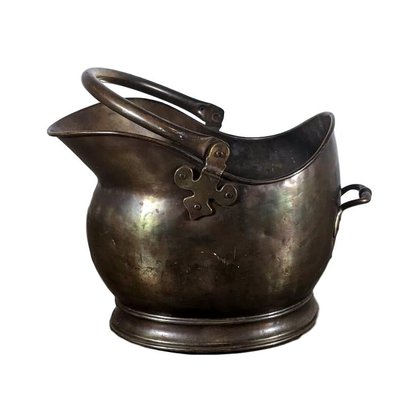 Large French Copper Helmet Coal Scuttle