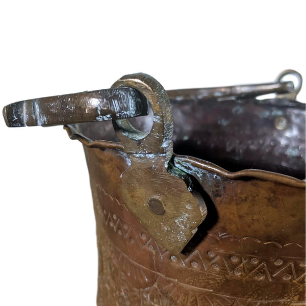 Large Safavid Etched Copper Bucket, Persia, 18th Century