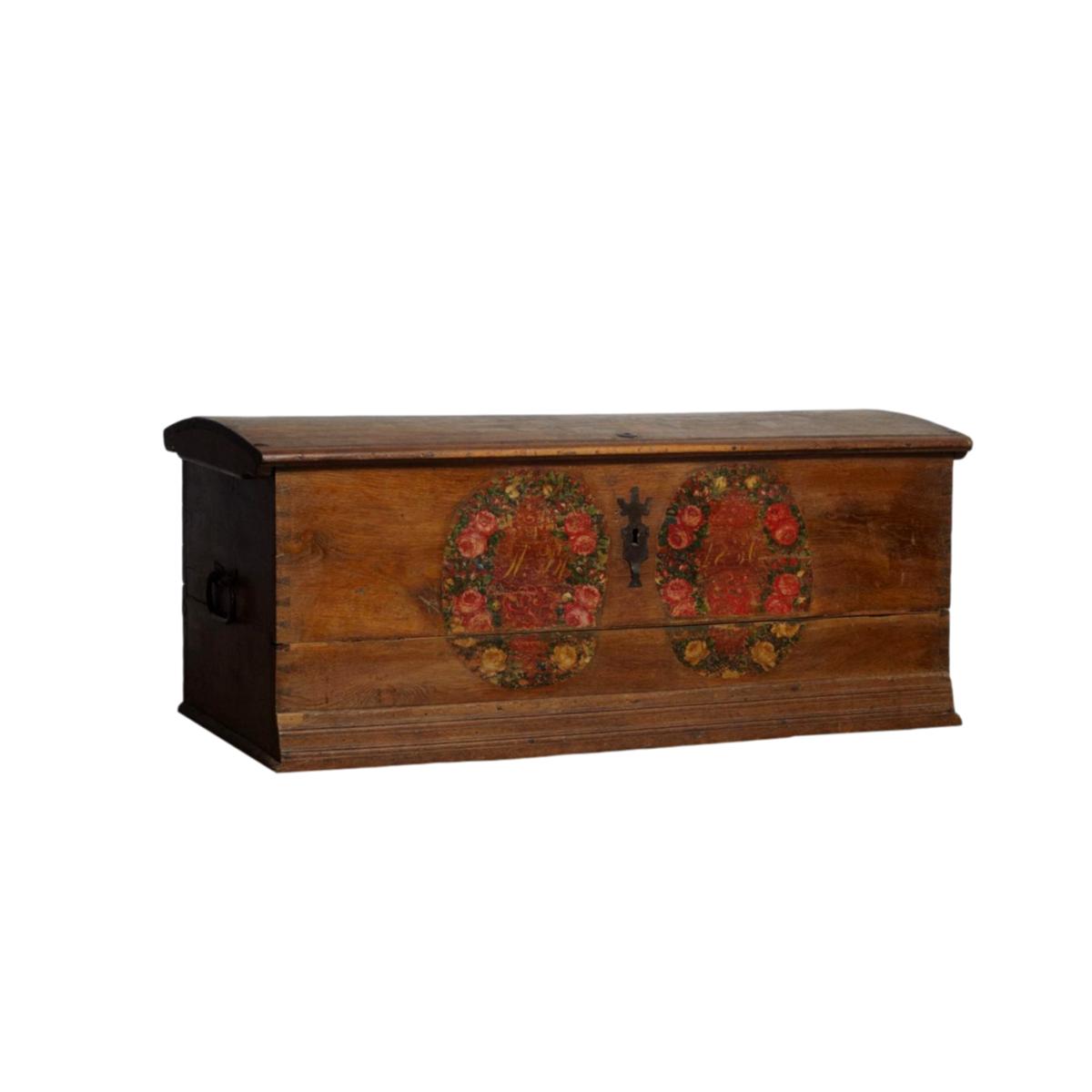 Original Painted Dowry Chest Trunk Dated 1700s