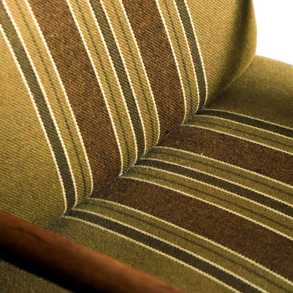 Swedish Art Deco Arm Chair Olive Striped 1940s