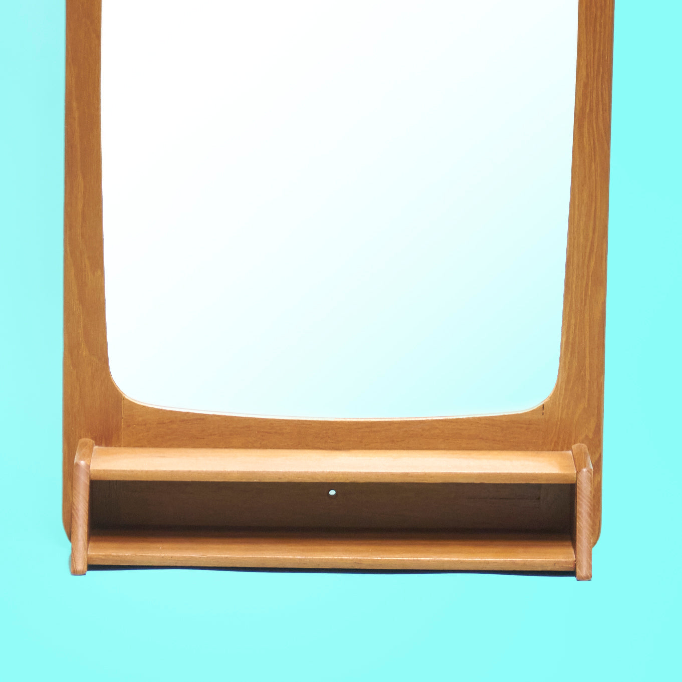 Danish Mid-Century Mirror with Teak Shelf