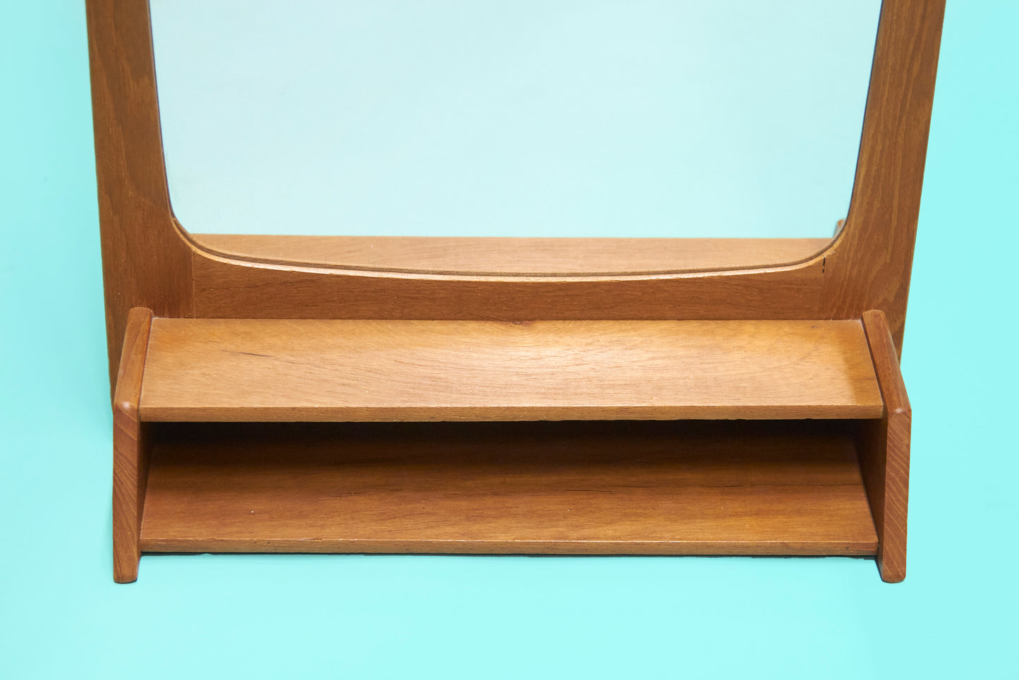 Danish Mid-Century Mirror with Teak Shelf