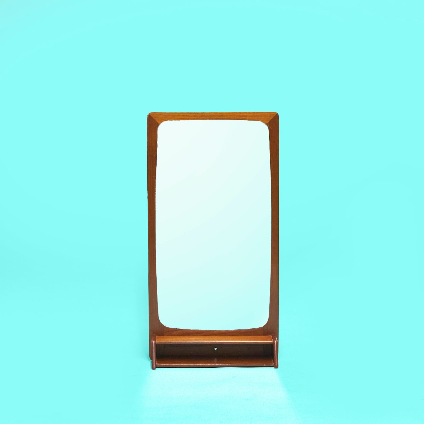 Danish Mid-Century Mirror with Teak Shelf