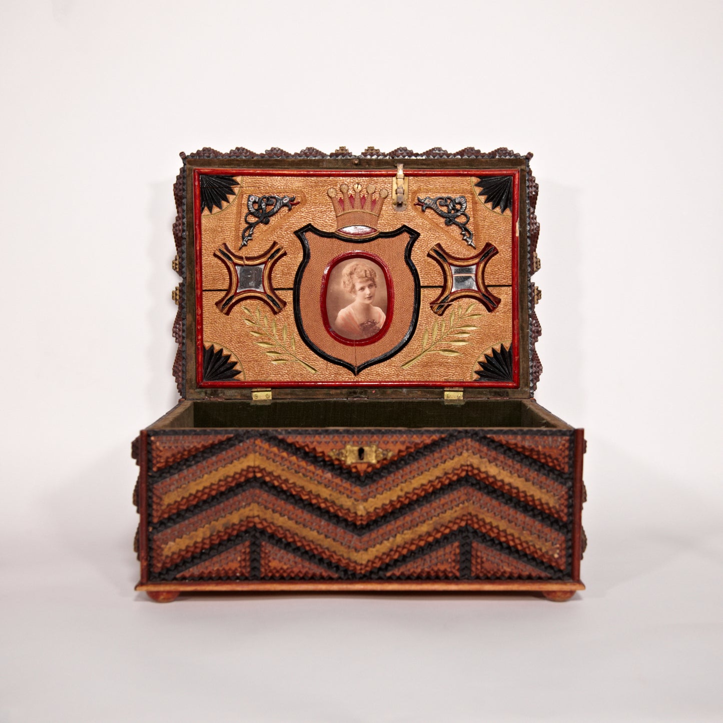 Swedish Tramp Art Jewelry Box Circa 1890