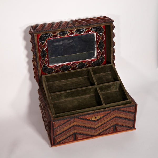 Swedish Tramp Art Jewelry Box Circa 1890