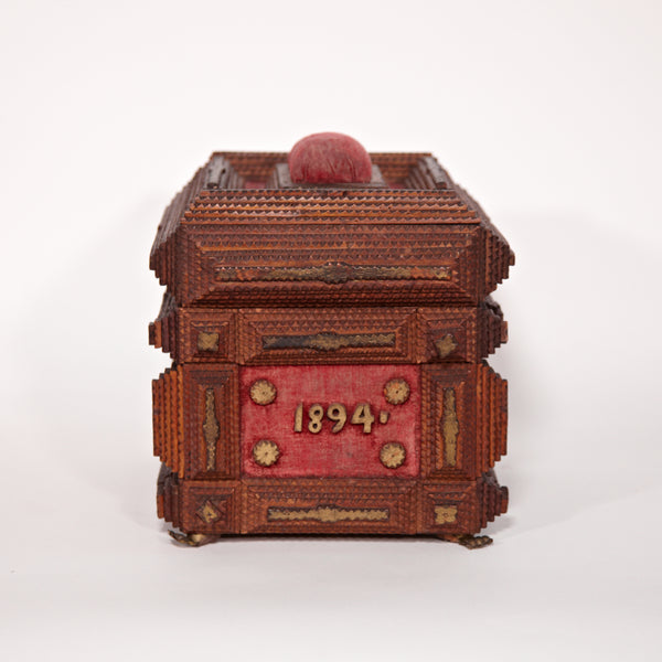 Swedish Tramp art sewing box circa 1894