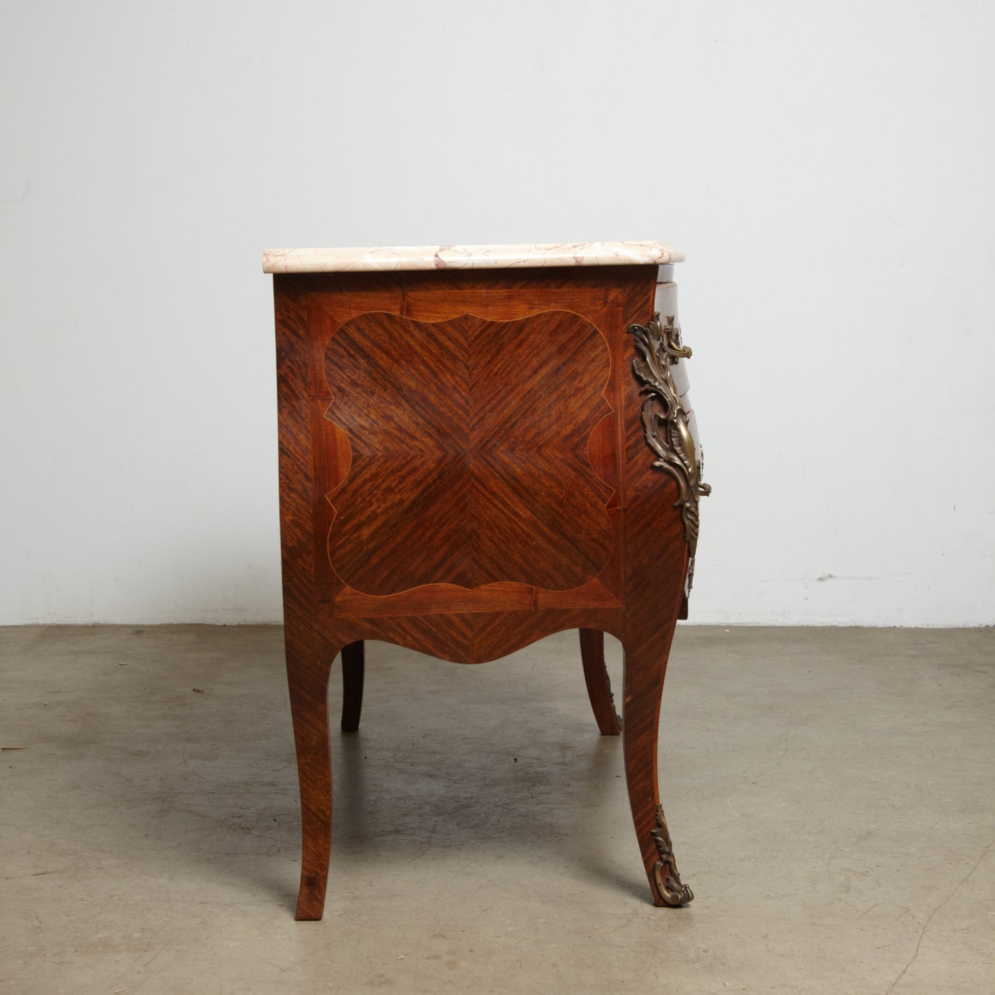 Rocco style rosewood commode with marble top ,France