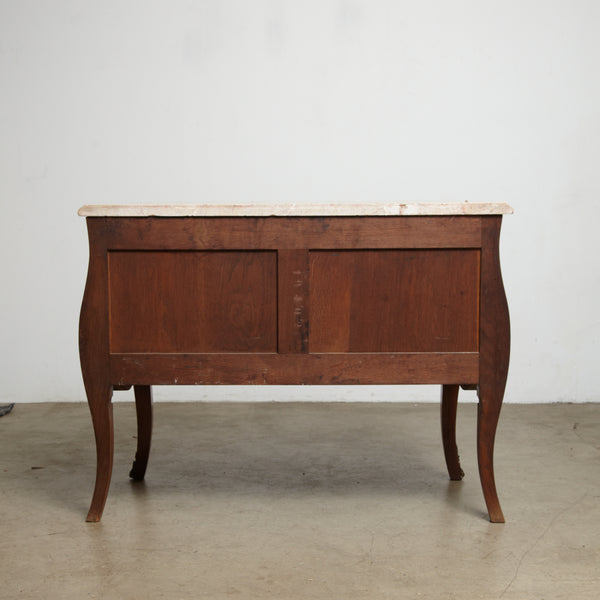 Rocco style rosewood commode with marble top ,France